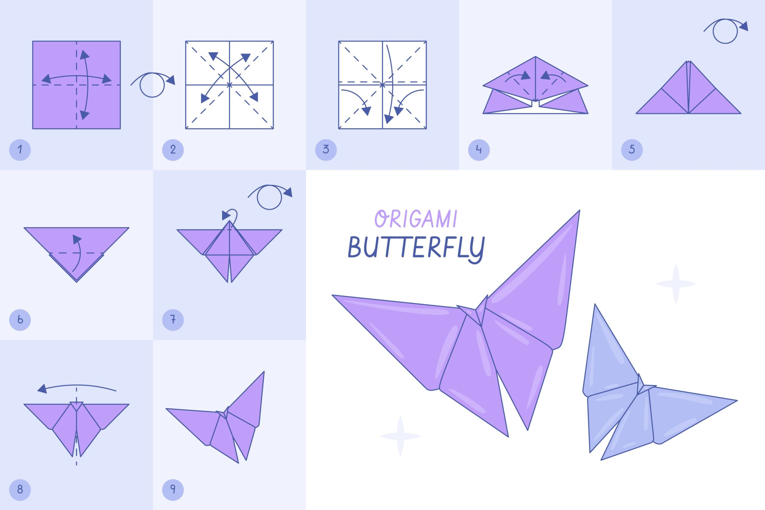 Instructiuni pentru realizarea unui fluture de origami