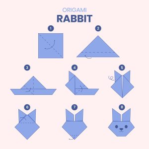Instructiuni pentru realizarea unui cap de iepure de origami