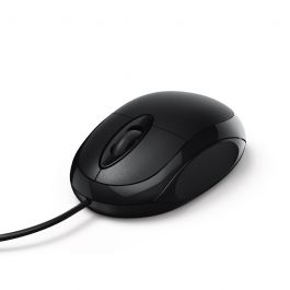 Hama mouse optic MC-100, 3 butoane, cu fir, negru